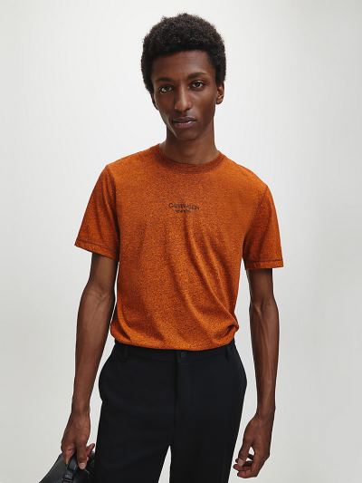 Calvin Klein Ruhák HU969368 | Calvin Klein Heathered Cotton Blend Férfi Póló Narancssárga